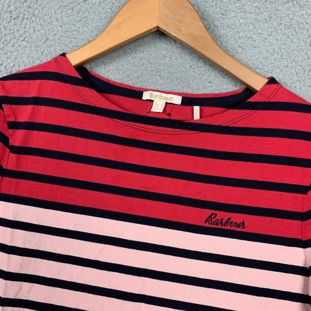 Barbour Bradley Top Women's US 8 Multicolor Striped Long Sleeve Cotton T-Shirt - Picture 2 of 10